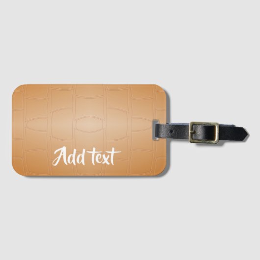 Monogramm braunes Leder texturiert Gepäckanhänger (Vorderseite (Horizontal))