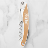 Monogramm braunes Leder texturiert Kellnermesser (Vorderseite)