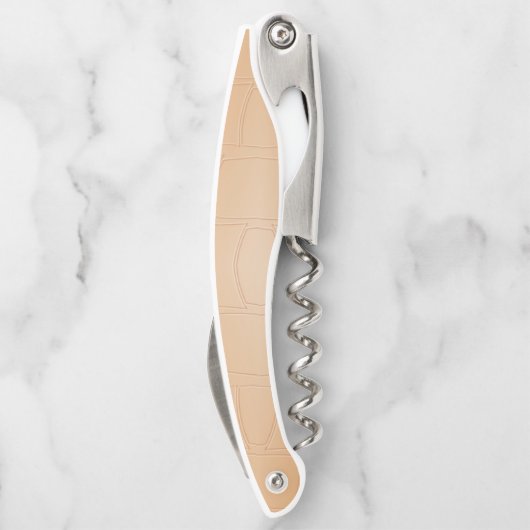 Monogramm braunes Leder texturiert Kellnermesser (Rückseite)