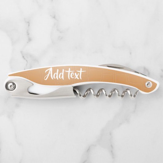 Monogramm braunes Leder texturiert Kellnermesser (Vorderseite)