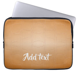 Monogramm braunes Leder texturiert Laptopschutzhülle