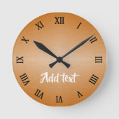 Monogramm braunes Leder texturiert Runde Wanduhr (Vorderseite)