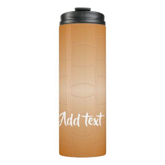 Monogramm braunes Leder texturiert Thermosbecher (Vorderseite)