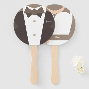 Monogramm. Braut Wedding Gown & Groom Tuxedo Fächer