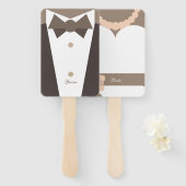 Monogramm. Braut Wedding Gown & Groom Tuxedo Fächer (Vorne und Hinten)