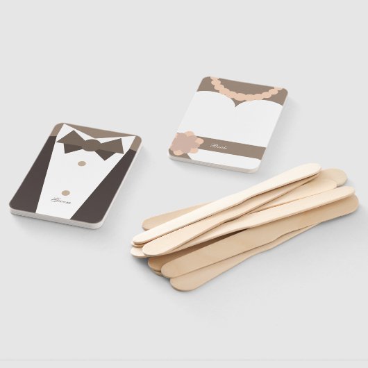 Monogramm. Braut Wedding Gown & Groom Tuxedo Fächer (Non-assembled)