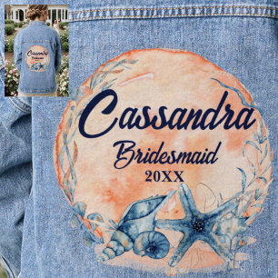 Monogramm Brautjungfer Wasserfarbe Muscheln Seeste Jeansjacke