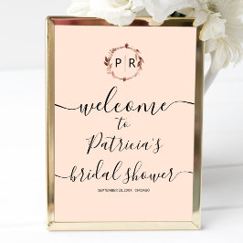 Monogramm Brautparty Begrüßungssignatur-Tafel Poster