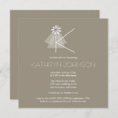 Monogramm-Brautparty der Bride Veil Daisy Blume Einladung (Vorne/Hinten)