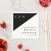 Monogramm-Brautparty in Schwarz und Weiß Serviette (Beispiel)