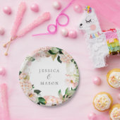Monogramm-Brautparty-Papierplatte für das Blush-Hy Pappteller (Party)