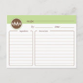 Monogramm-Brautparty-Rezeptkarte Postkarte (Vorderseite)