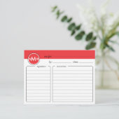 Monogramm-Brautparty-Rezeptkarte Postkarte (Stehend Vorderseite)