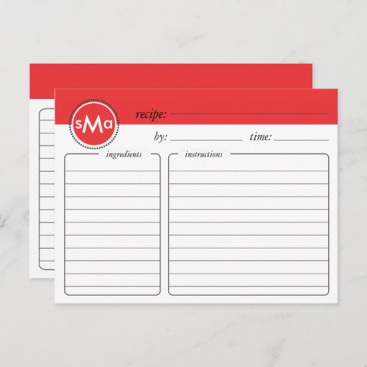 Monogramm-Brautparty-Rezeptkarte Postkarte (Vorne/Hinten)