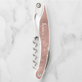 Monogramm-Bridesmaid für elf rosa Glitzer Kellnermesser (Vorderseite)