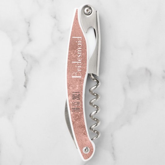 Monogramm-Bridesmaid für elf rosa Glitzer Kellnermesser (Rückseite)