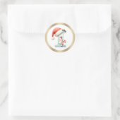Monogramm Brief I, Weihnachtsmannmütze Weihnachtsa Runder Aufkleber (Tasche)