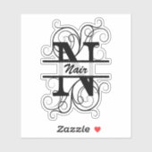 Monogramm-Brief mit Wirbel; Platz für Ihren Namen Aufkleber (Blatt)