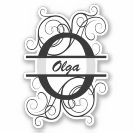 Monogramm-Brief mit Wirbel; Platz für Ihren Namen Aufkleber