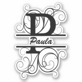 Monogramm-Brief mit Wirbel; Platz für Ihren Namen Aufkleber