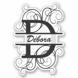 Monogramm-Brief mit Wirbel; Platz für Ihren Namen Aufkleber