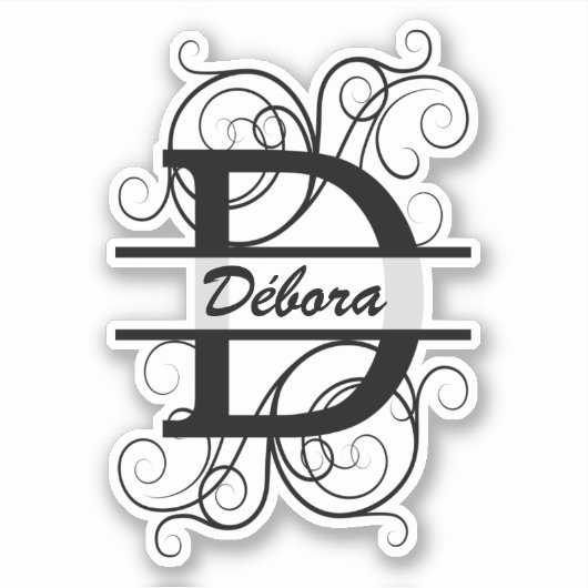 Monogramm-Brief mit Wirbel; Platz für Ihren Namen Aufkleber (Vorderseite)