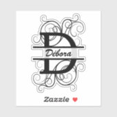 Monogramm-Brief mit Wirbel; Platz für Ihren Namen Aufkleber (Blatt)