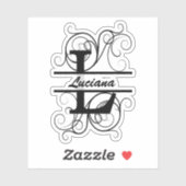 Monogramm-Brief mit Wirbel; Platz für Ihren Namen Aufkleber (Blatt)