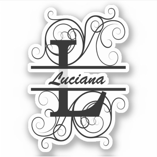 Monogramm-Brief mit Wirbel; Platz für Ihren Namen Aufkleber (Vorderseite)