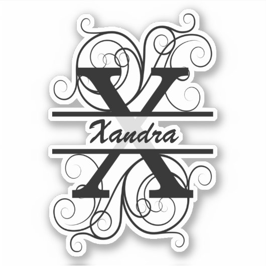 Monogramm-Brief mit Wirbel; Platz für Ihren Namen Aufkleber (Vorderseite)