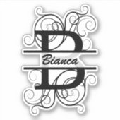 Monogramm-Brief mit Wirbel; Platz für Ihren Namen Aufkleber (Vorderseite)