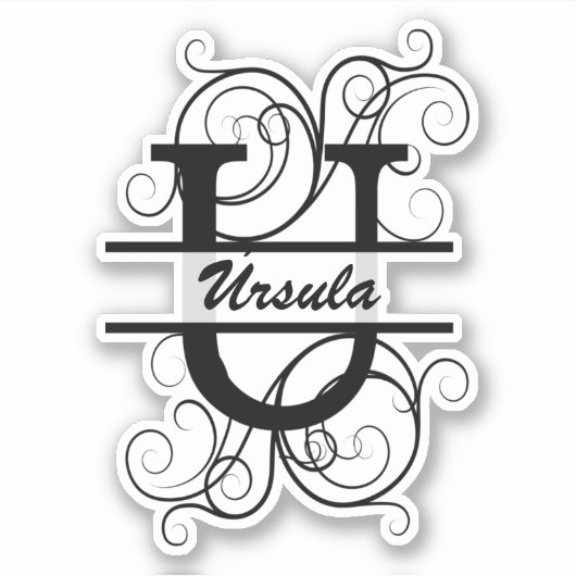 Monogramm-Brief mit Wirbel; Platz für Ihren Namen Aufkleber (Vorderseite)