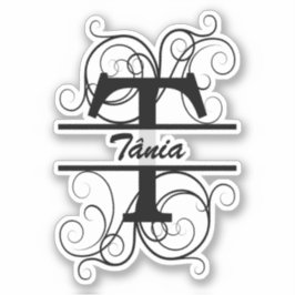 Monogramm-Brief mit Wirbel; Platz für Ihren Namen Aufkleber