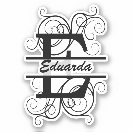 Monogramm-Brief mit Wirbel; Platz für Ihren Namen Aufkleber (Vorderseite)