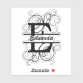 Monogramm-Brief mit Wirbel; Platz für Ihren Namen Aufkleber (Blatt)