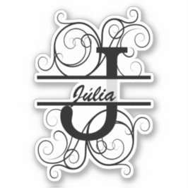Monogramm-Brief mit Wirbel; Platz für Ihren Namen Aufkleber