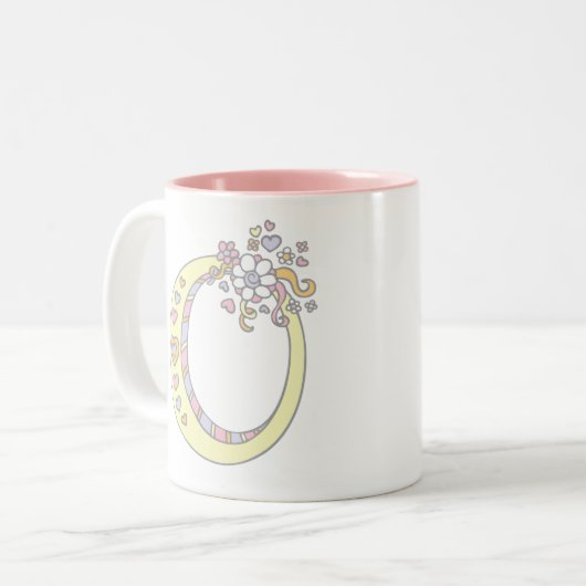 Monogramm Brief O Herz Blume Kunst Tasse (Vorderseite Links)