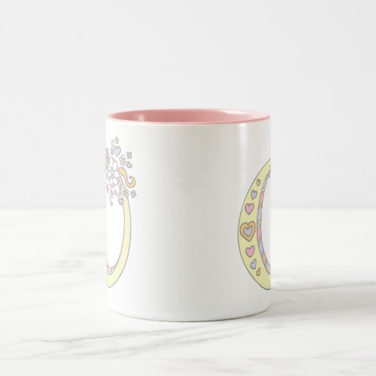 Monogramm Brief O Herz Blume Kunst Tasse (Mittel)