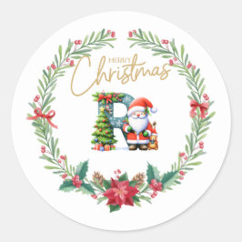 Monogramm-Brief R, Weihnachtslied mit dem Weihnach Runder Aufkleber