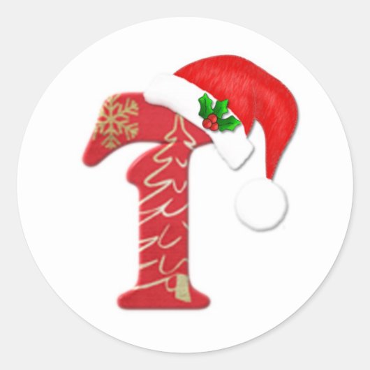 Monogramm Brief T, Weihnachten der Weihnachtsmannm Runder Aufkleber (Vorderseite)