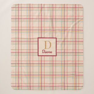 Monogramm Brief und Name Weihnachten kariert Sherpadecke