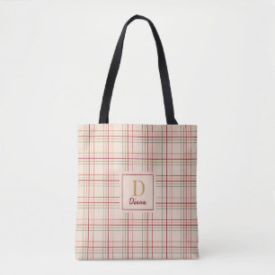 Monogramm Brief und Name Weihnachten kariert Tasche