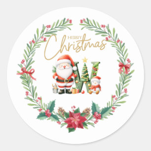 Monogramm Brief W, Weihnachtslied mit dem Weihnach Runder Aufkleber