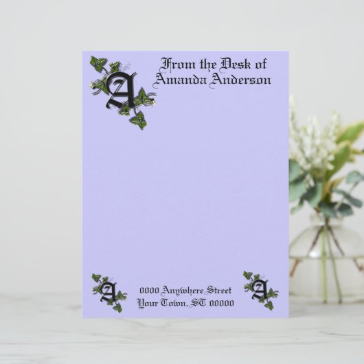 Monogramm Briefkopf mit Buchstabe A, personalisier (Stehend Vorderseite)