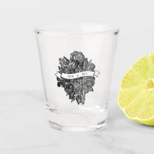Monogramm-Brillen und Bräutigrogramm-Initialen Sc Schnapsglas