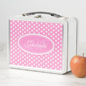 MONOGRAMM-Brotdose der rosa Mädchen des Tupfens Metall Lunch Box (Beispiel)
