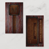 Monogramm-Brown-Leder-Blick Visitenkarte (Vorne/Hinten)