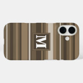 Monogramm Brown Streifen Case-Mate iPhone Hülle (Rückseite (Horizontal))