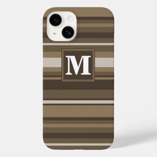 Monogramm Brown Streifen Case-Mate iPhone Hülle (Rückseite)