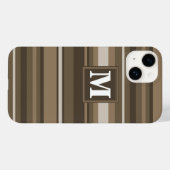 Monogramm Brown Streifen Case-Mate iPhone Hülle (Rückseite (Horizontal))
